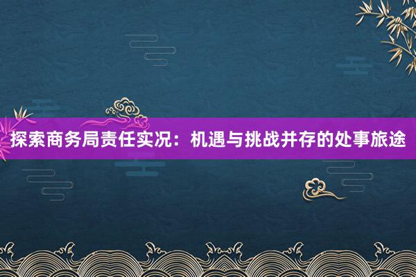 探索商务局责任实况：机遇与挑战并存的处事旅途