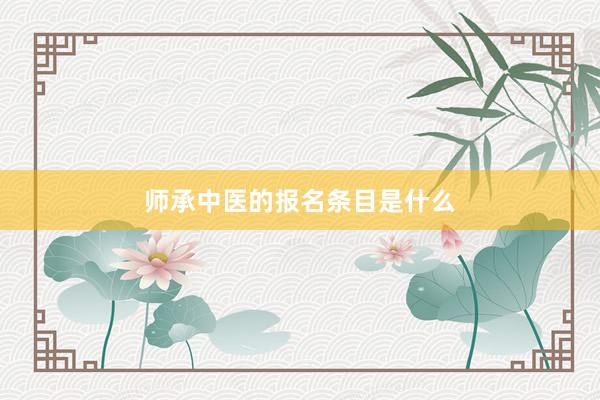 师承中医的报名条目是什么